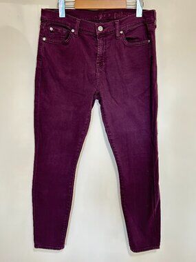 7 For All Mankind Mid-Rise Skinny Jeans Burgandy Size 30
